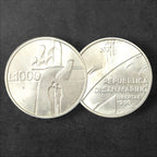 1990 San Marino 1000 Lire Silver Coin – 1,600 Years of History – Hand and Figures Design – KM#257