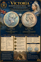 Queen Victoria Diamond Jubilee Silver Medal Pair – 1897 – Large 55 mm Medal & Miniature 32 mm Medal – Rainbow Toning