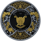 Cameroon 2025 Goddess Durga 2000 Francs CFA – 1 oz .999 Fine Silver Coin – Dark Ruthenium & Gold-Gilded Finish – Legrand Mint – Mintage 1000