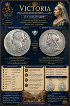 Queen Victoria Diamond Jubilee Silver Medal Pair – 1897 – Large 55 mm Medal & Miniature 32 mm Medal – Rainbow Toning