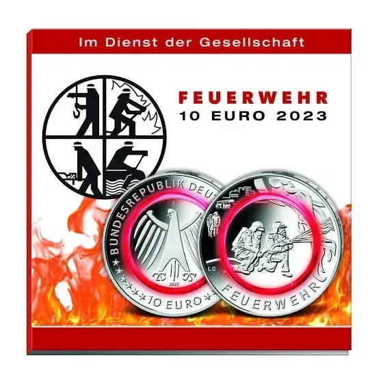 Germany 10 Euro 2023 Fire Brigade Coin Gem UNC