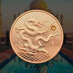 2026 Ghana Dragon & Taj Mahal 1 Cedi – Inbuilt Stone | Limited Mintage 600