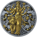 Cameroon 2025 Goddess Durga 2000 Francs CFA – 1 oz .999 Fine Silver Coin – Dark Ruthenium & Gold-Gilded Finish – Legrand Mint – Mintage 1000
