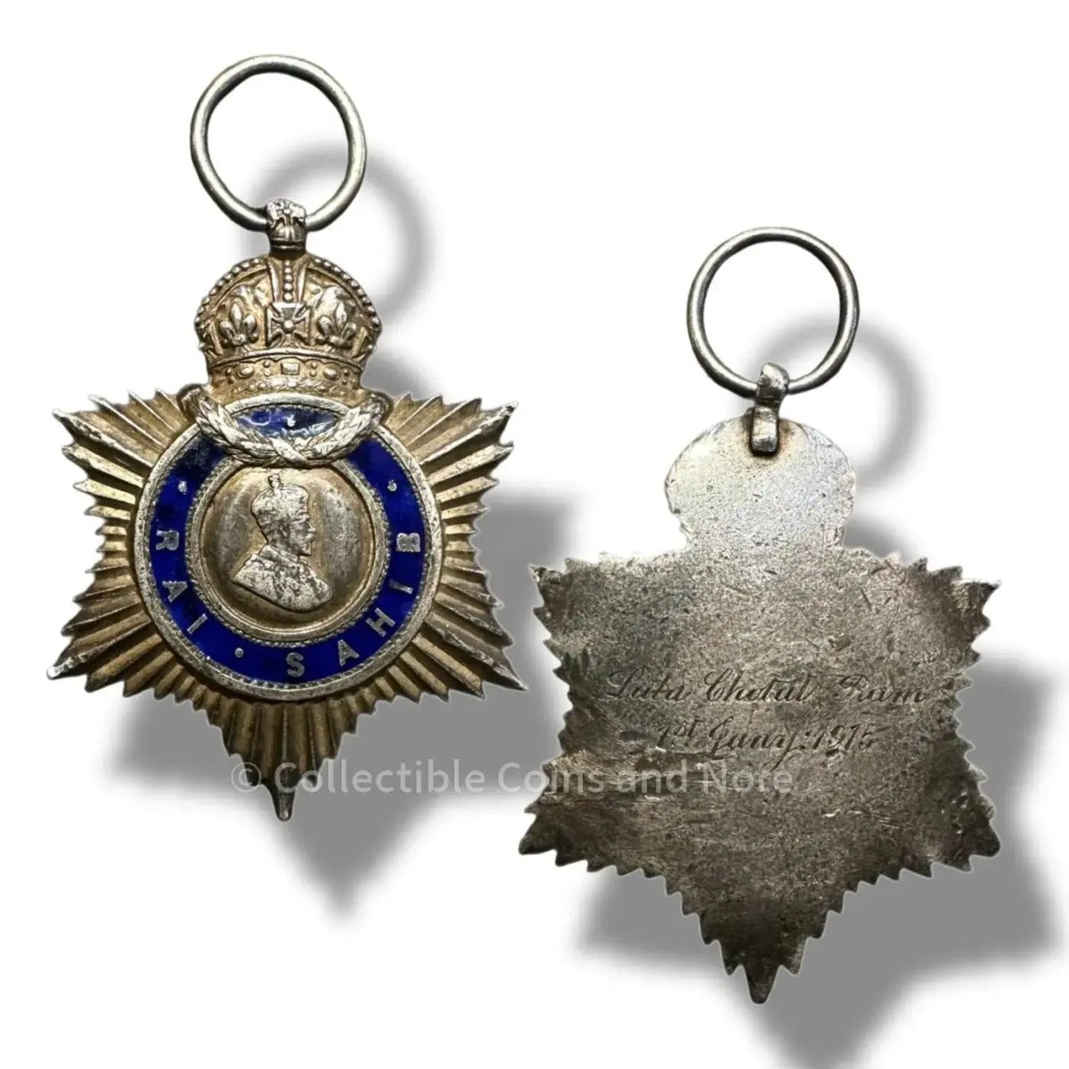 Extremely Rare British India Medal - "INDIAN TITLE BADGE - RAI SAHIB" Awarded To