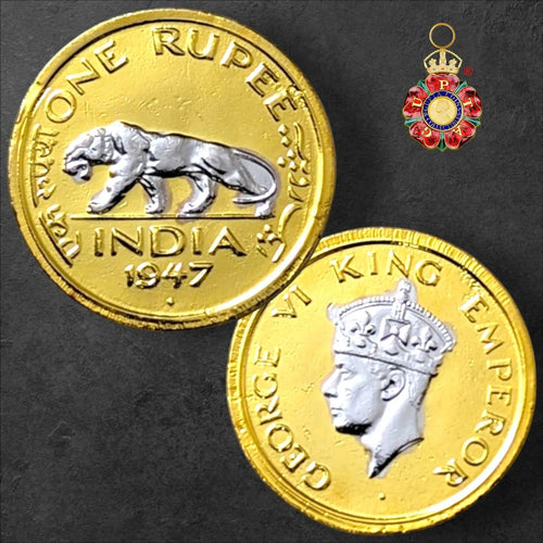 Exclusive 1947 British India Rupee Masterpiece with 24ct Gold & Platinum