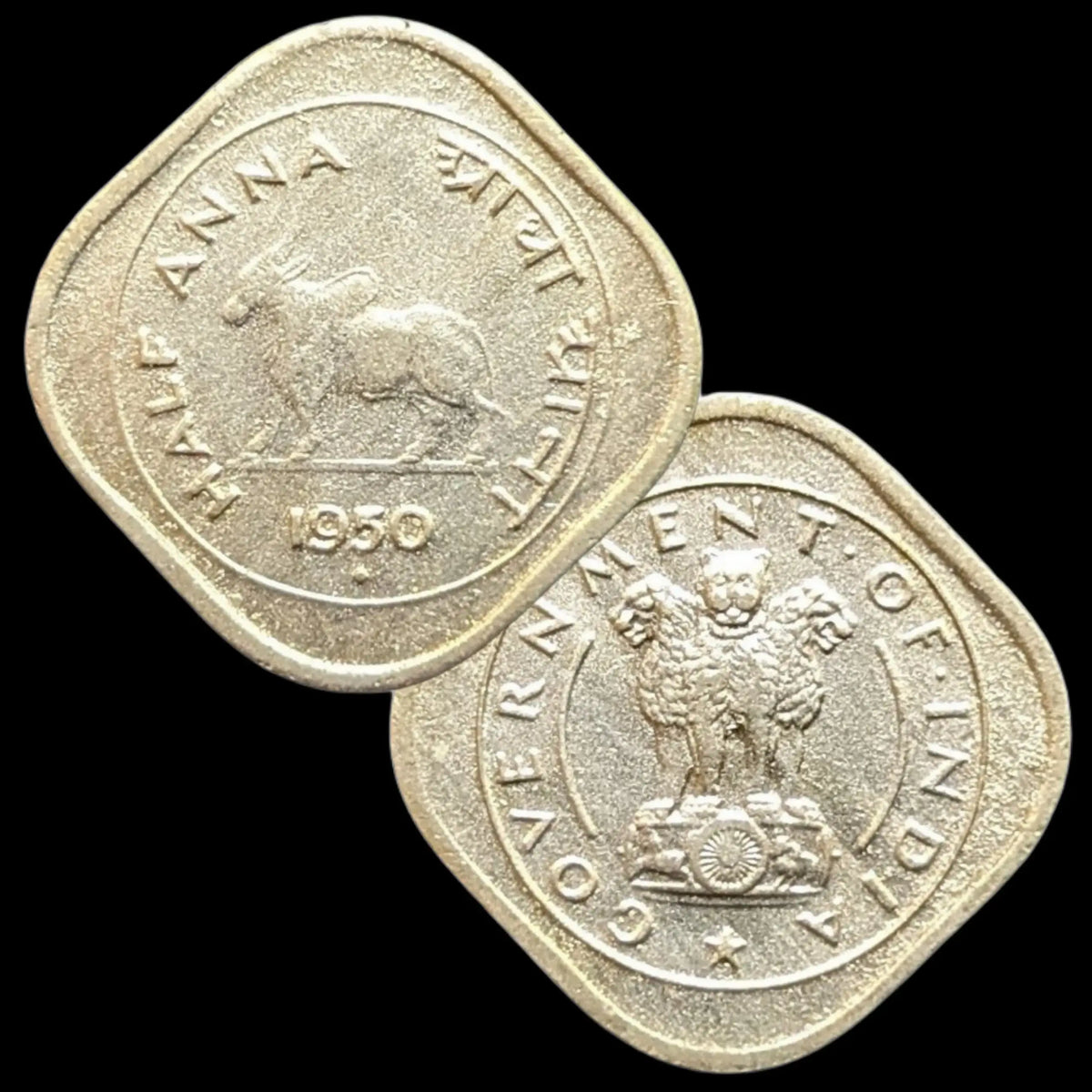 Republic India ½ Bull Anna 1950-1955 Copper-Nickel Coin - Collectible Indian Num