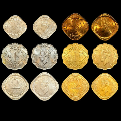 British India George VI Era – Multi-Composition Trio Set Numismatic Collectible (Colonial Period Issues)
