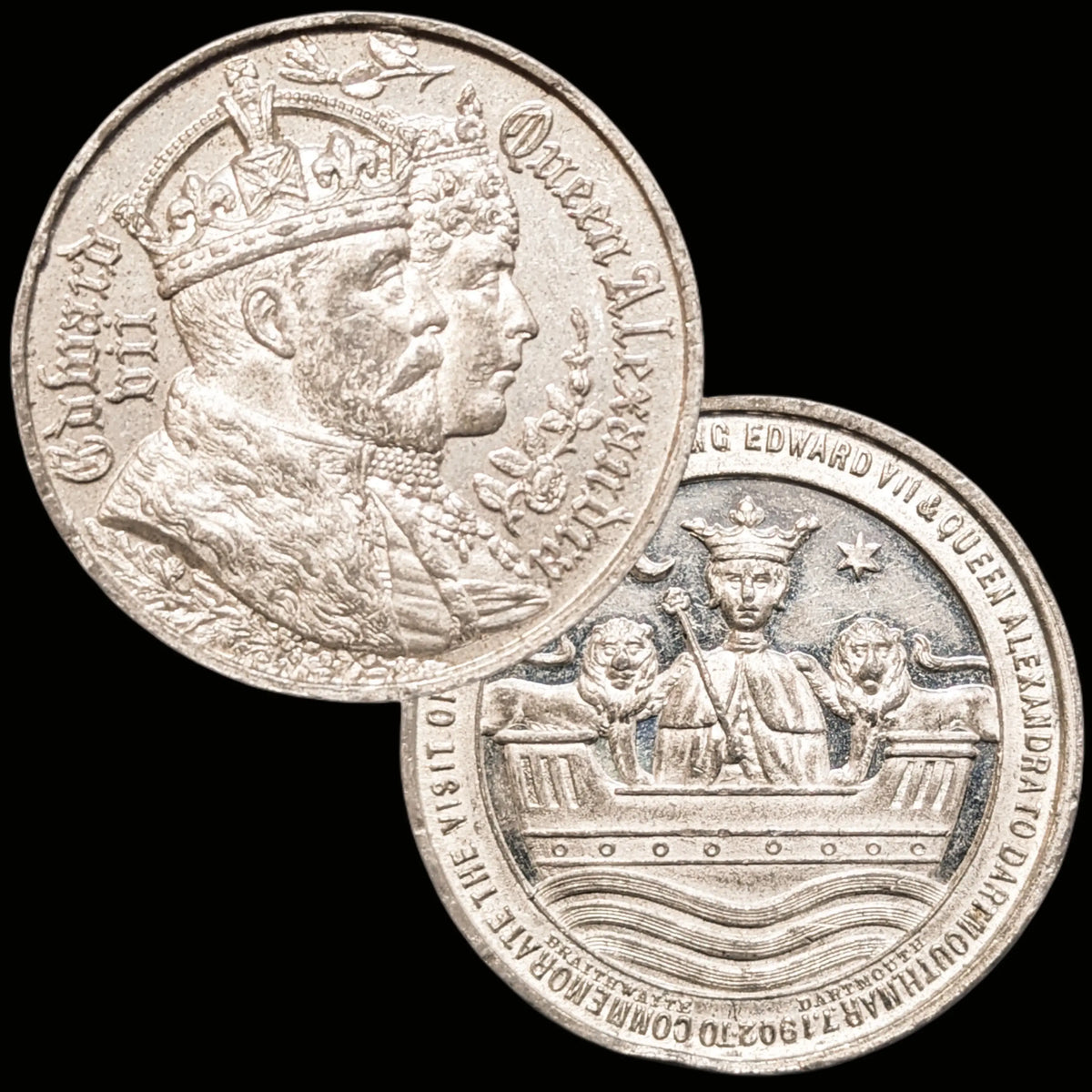 "Rare Great Britain: 1902 Dartmouth Royal Visit Edward VII and Alexandra Coronation Medal (MED82)"