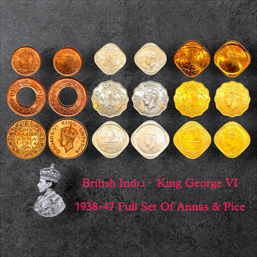 British India George VI Era – Multi-Type Composition Set Numismatic Collectible (Colonial Period Collection)