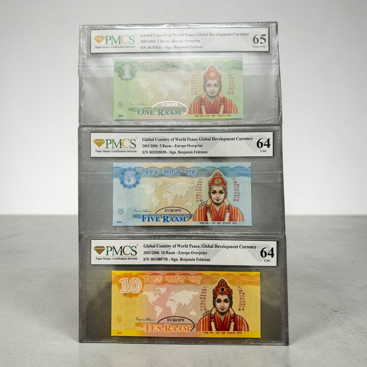 Rare RAAM 1, 5 & 10 Complete Set – Shri Ram Devotional Notes – Ram Rajya & Vishwa Shanti Themes – Uncirculated Condition