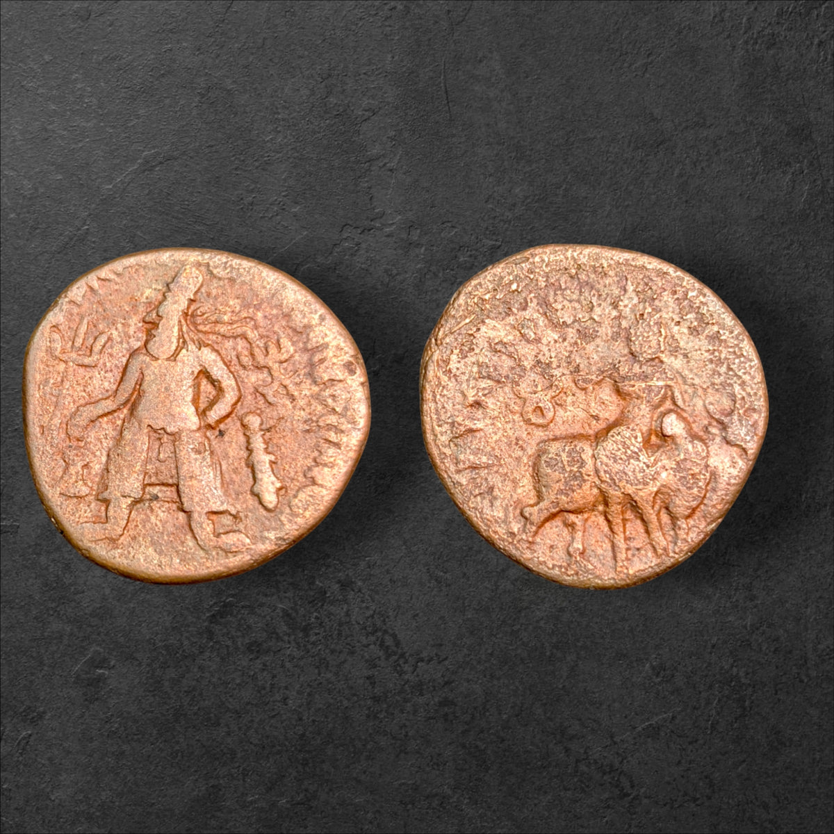 Ancient Kushan Empire Vima Kadphises Copper Tetradrachm – Shiva & Nandi – 16.75g – c. 105–130 CE