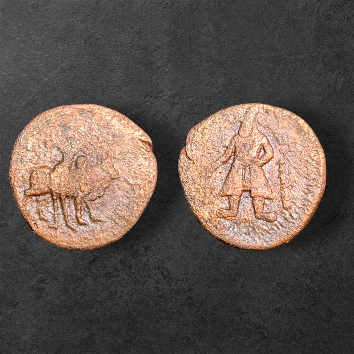 Ancient Kushan Empire Vima Kadphises Copper Tetradrachm – Shiva & Nandi – 16.75g – c. 105–130 CE