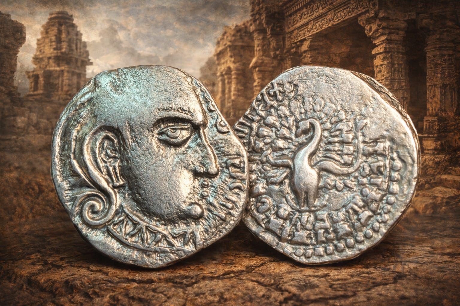 Gupta Empire Skandagupta Drachm – Peacock Type
