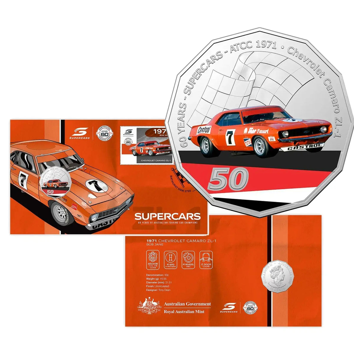 Australia 2020 Chevrolet Camaro ZL-1 Supercars 60th Anniversary PNC – Limited Edition Commemorative Cover