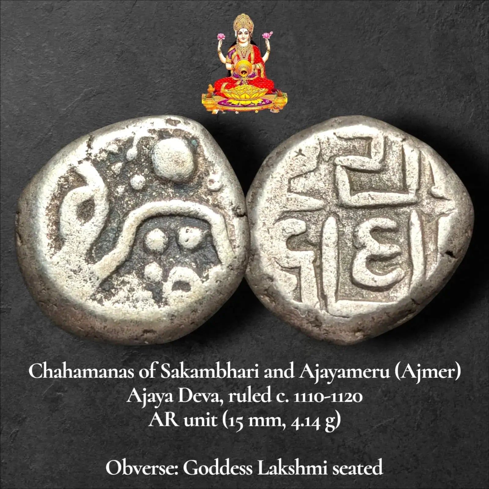 Ancient India Chahamanas (Ajmer) – Ajaya Deva Lakshmi Type (c. 1110–1120 AD) Numismatic Collectible