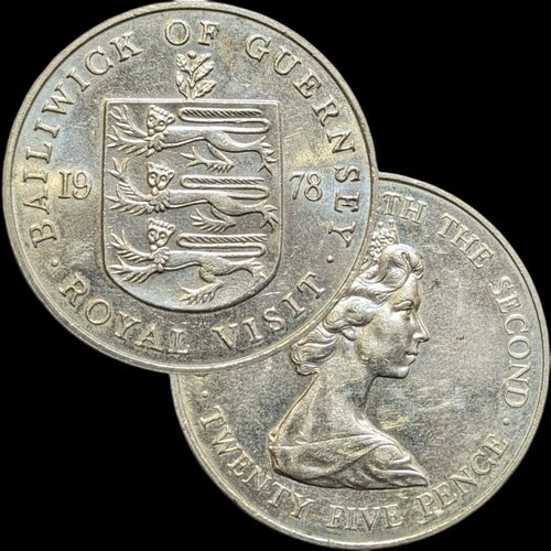 Guernsey .25 Pence Coin - Queen Elizabeth II Silver Wedding Anniversary Commemorative