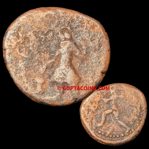 Ancient India, Afghanistan, AE tetradrachm 128CE King Kanishka
& oado