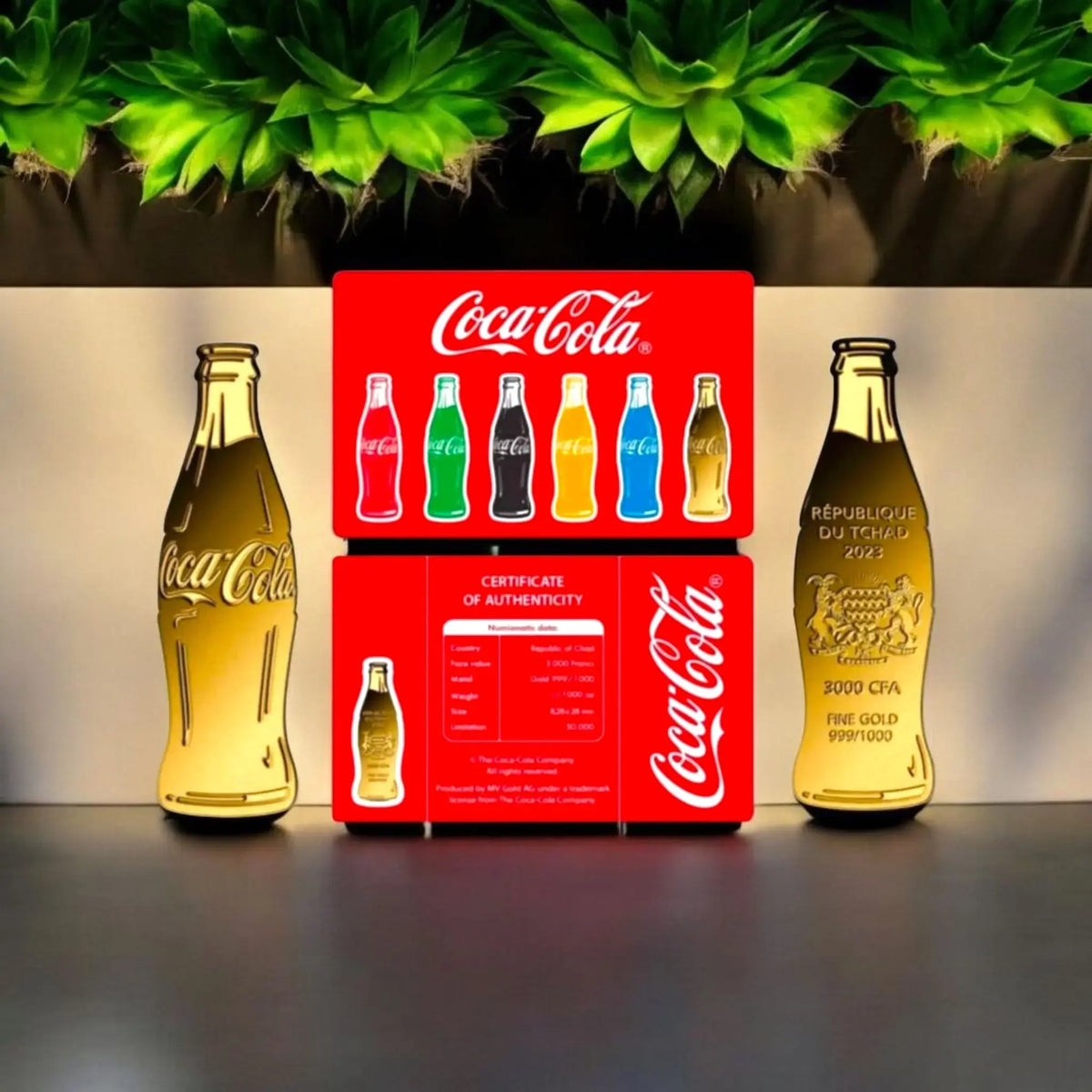 Chad Republic Official COCA-COLA BOTTLE 1/1000oz GOLD .999 with COA