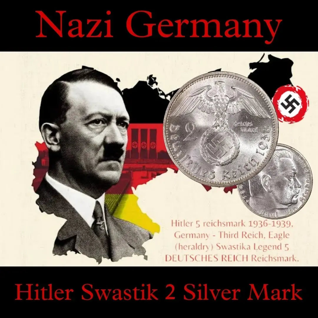 Hitler 2 reichsmark 1936-1939, Germany - Third Reich, Eagle (heraldry) Swastika