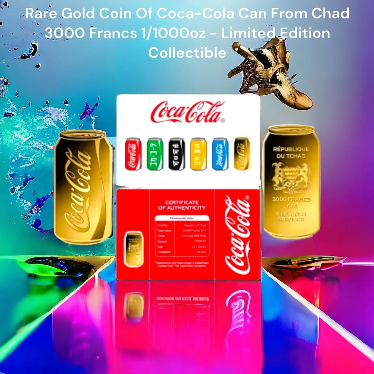 Coca-Cola 3000 Franc Can 1/1000oz Gold Coin By Chad Limited Edition Collectible