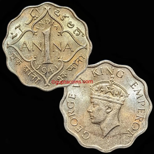 British India George VI (Large Crown, Low Relief) Issue – c. 1940–1941 | Early WWII Era Numismatic Collectible