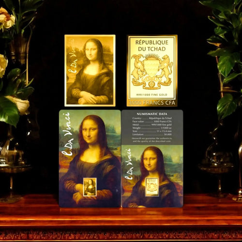 Chad Republic Official MONA LISA Leonardo Da Vinci 1/1000oz GOLD .999 with COA