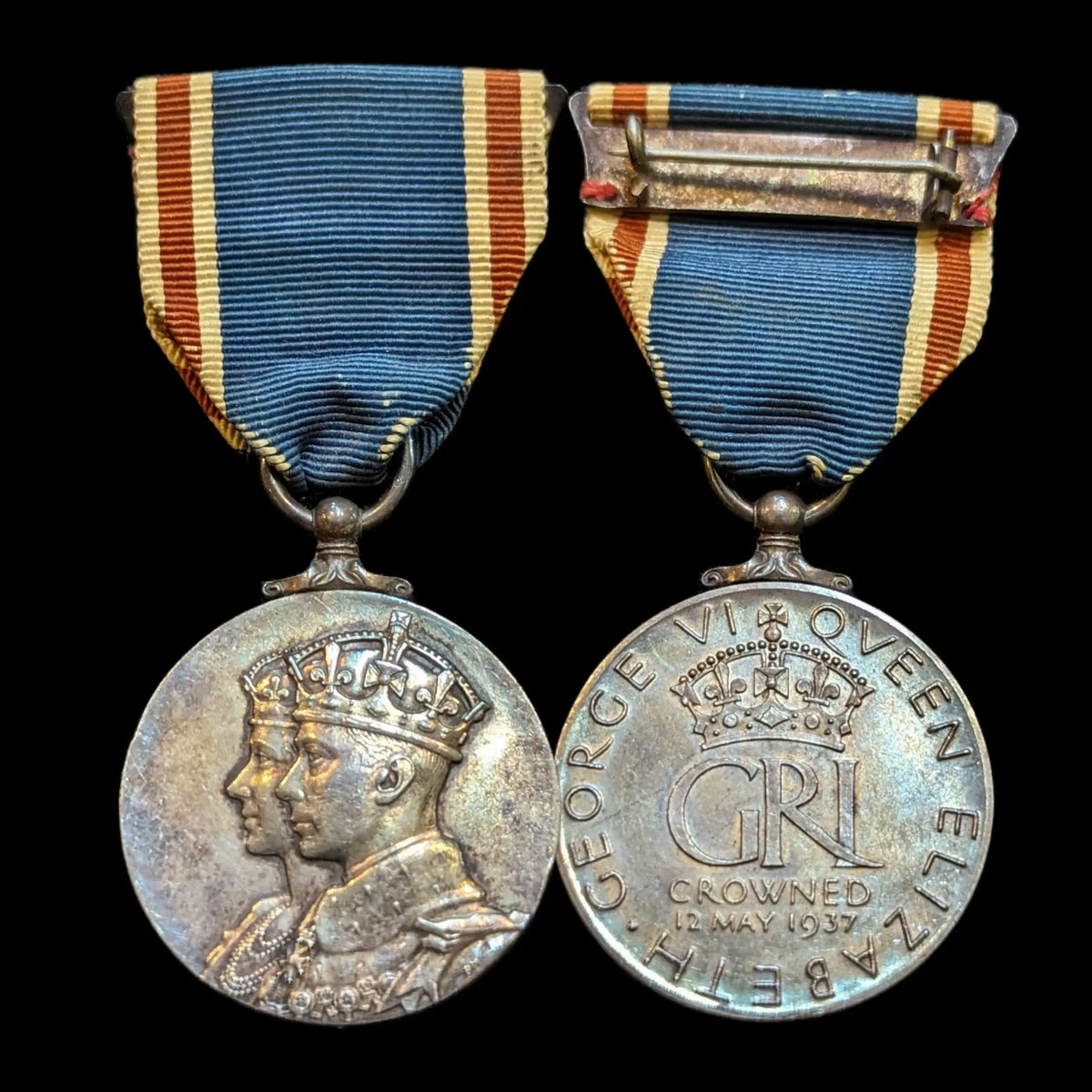 Rare King George VI Silver Coronation Medal With Original Ribbon & Pin