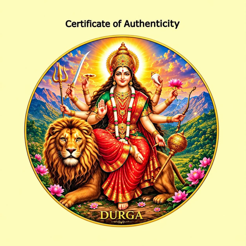 Ghana 2026 Goddess Durga 5 Cedis – 1 oz .999 Fine Silver Coin – High Relief, Gold Gilded & Colorized – Durga with Lion