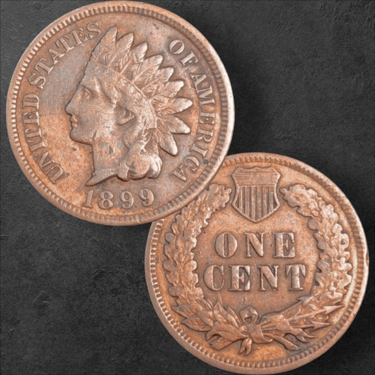 1899 USA Indian Head One Cent – Liberty Head Bronze Penny – Classic American Coinage