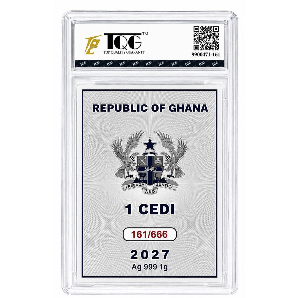 Ghana 2027 Lord Hanuman 1 Cedi Commemorative Silver Note – 1g .999 Fine Silver – Mintage 666 – Individually Serialised – TQG Graded