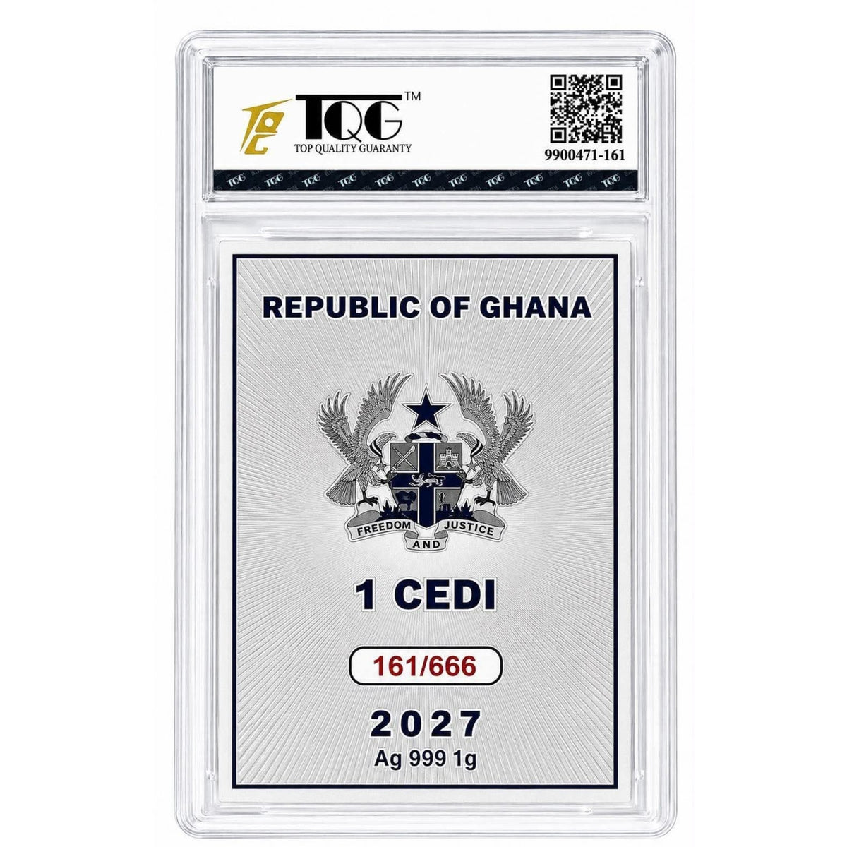 Ghana 2027 Lord Hanuman 1 Cedi Commemorative Silver Note – 1g .999 Fine Silver – Mintage 666 – Individually Serialised – TQG Graded