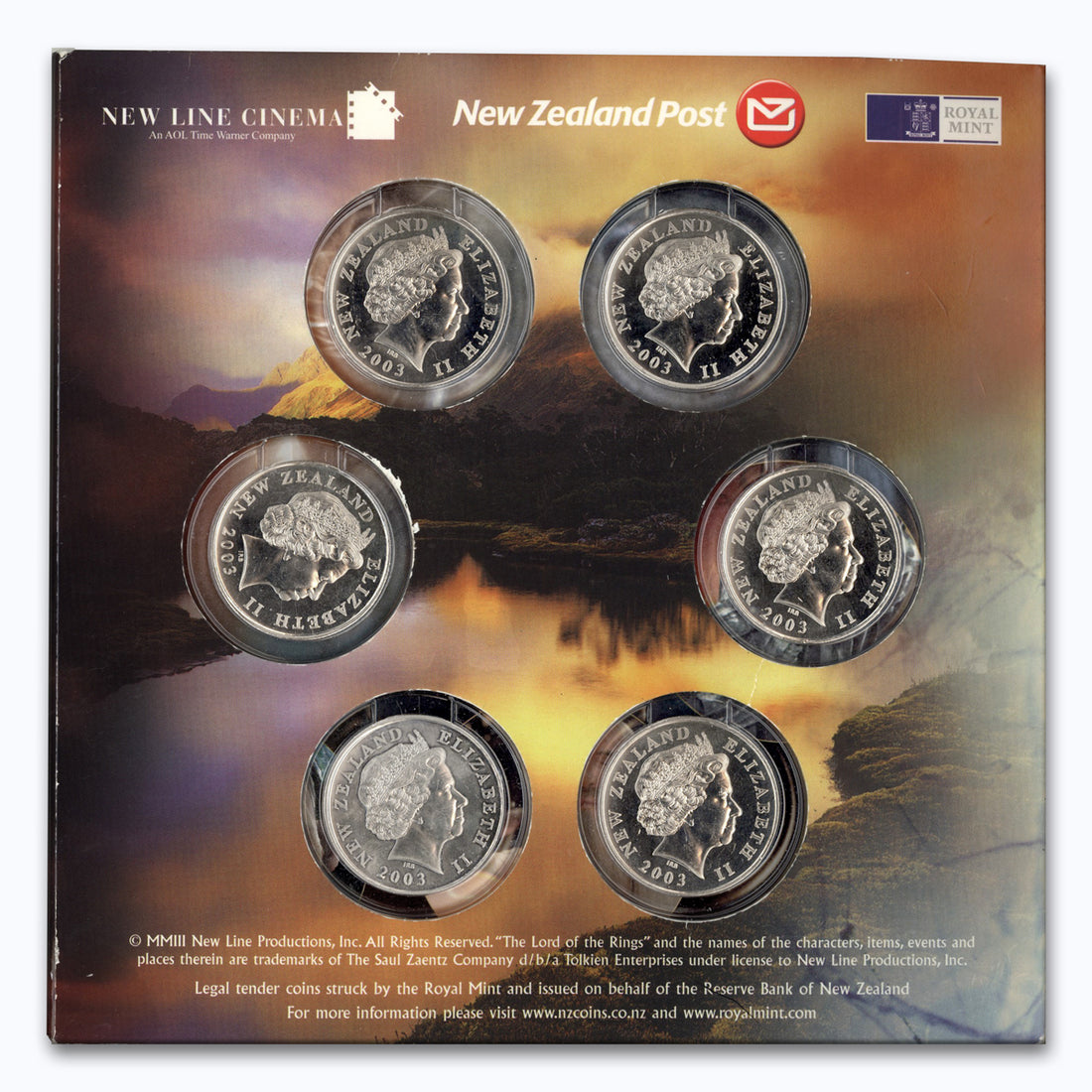 New Zealand 2003 The Lord of the Rings: Light vs Dark – Official 6-Coin Commemorative Set – Movie Trilogy Collectible