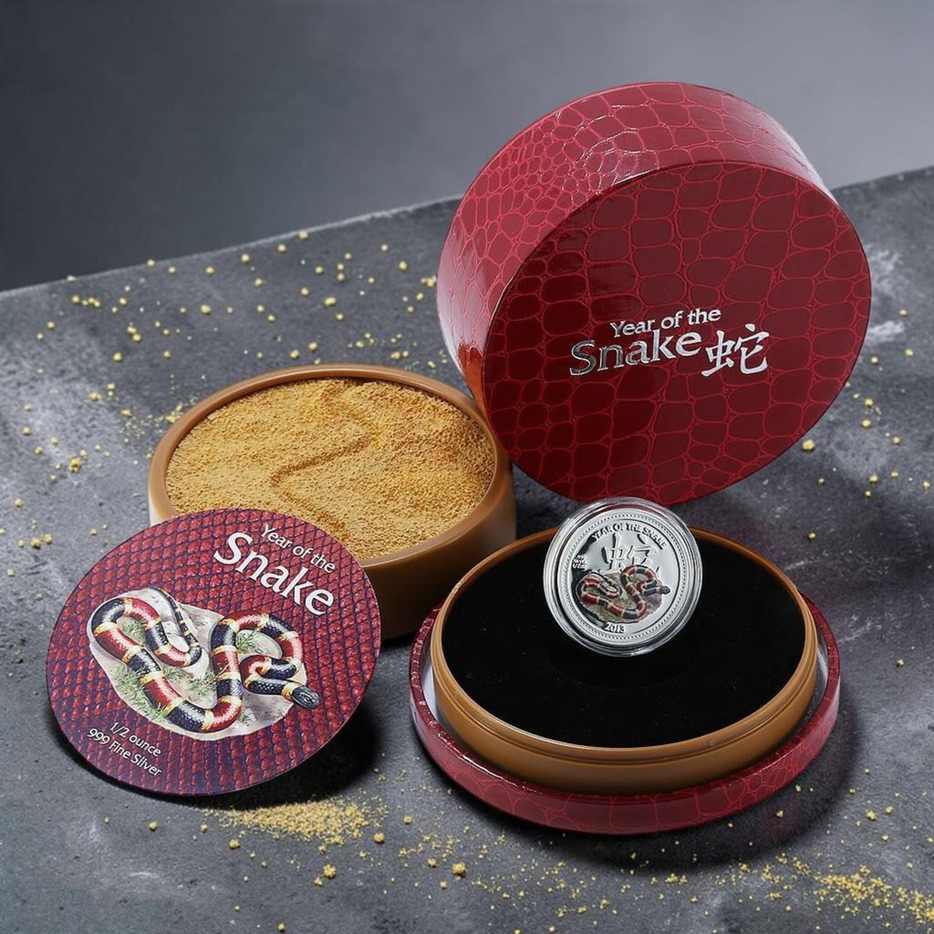 2013 Niue $1 Year of the Snake – 1/2 oz (15.55 g) .999 Fine Silver Colourized Coin – Chinese Lunar Zodiac – Mintage 8,000