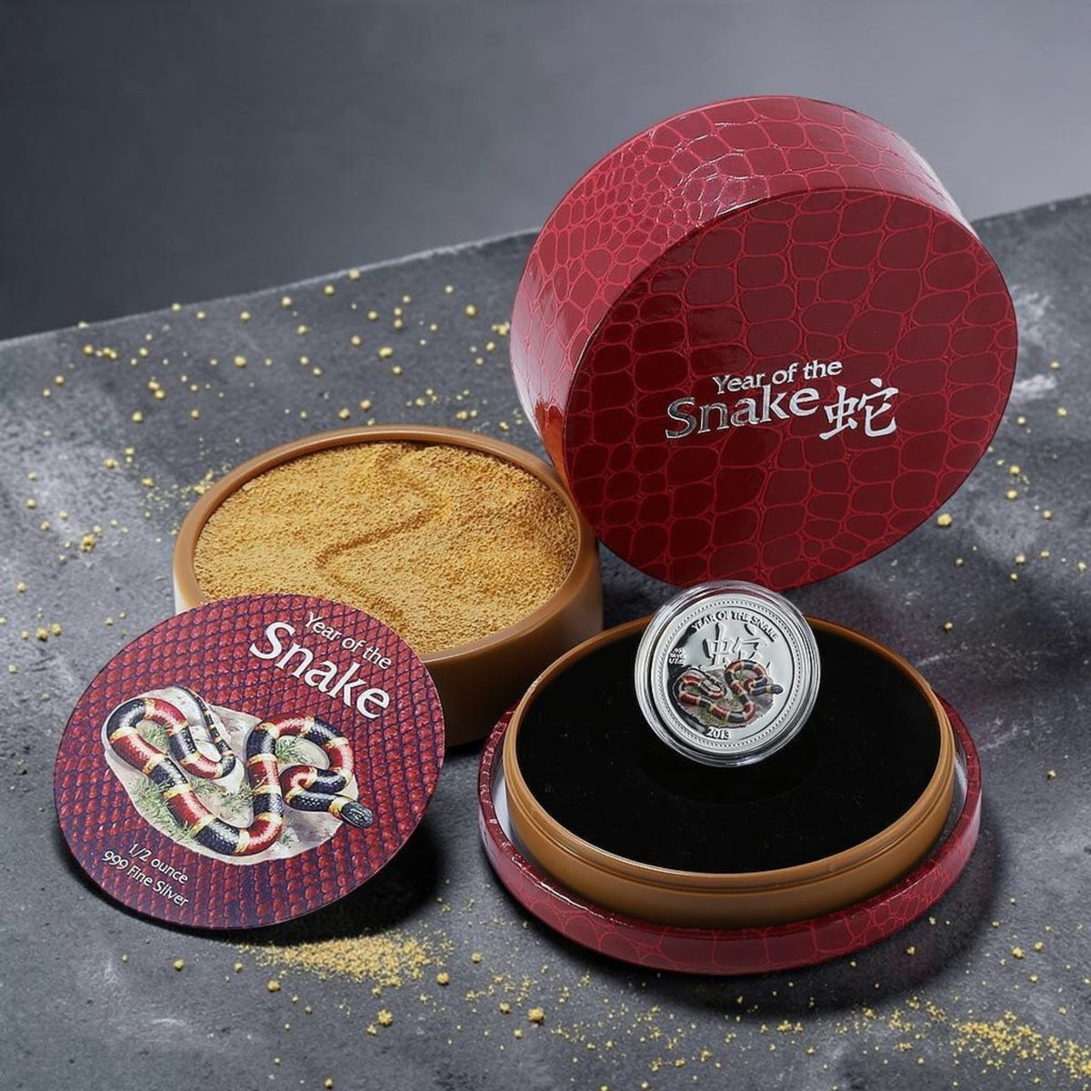 2013 Niue $1 Year of the Snake – 1/2 oz (15.55 g) .999 Fine Silver Colourized Coin – Chinese Lunar Zodiac – Mintage 8,000