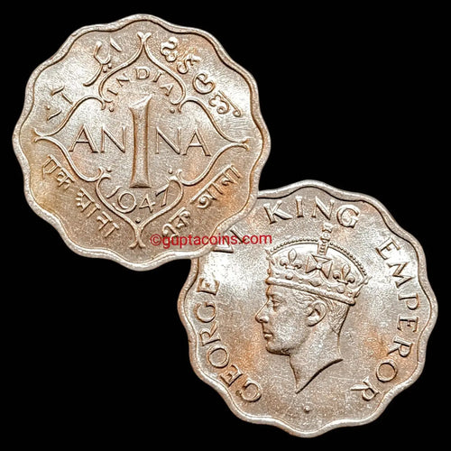 British India George VI (Second Portrait, Small Crown) – c. 1946–1947 | Independence-Era Numismatic Collectible